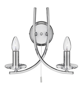 Ascona 2 Light Indoor Glass Candle Wall Light Chrome E14_Main