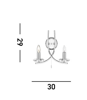 Ascona 2 Light Indoor Glass Candle Wall Light Chrome E14_Line