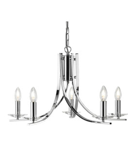 Ascona 5 Light Multi Arm Ceiling Pendant Chrome Glass Five E14_Main