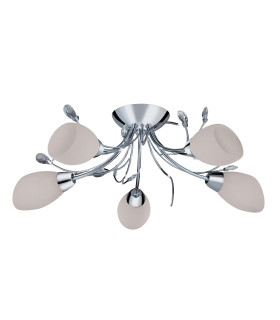Gardenia 5 Light Multi Arm Ceiling Semi Flush Light Chrome Crystal and Opal Glass E14_Off