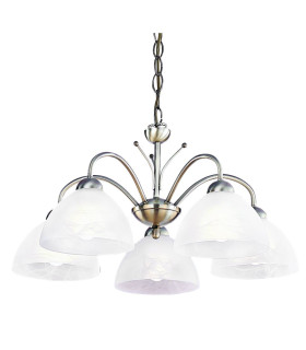 Milanese 5 Light Multi Arm Ceiling Pendant Antique Brass Glass E14_Main