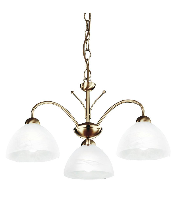 Milanese 3 Light Multi Arm Ceiling Pendant Antique Brass Glass E14_Main