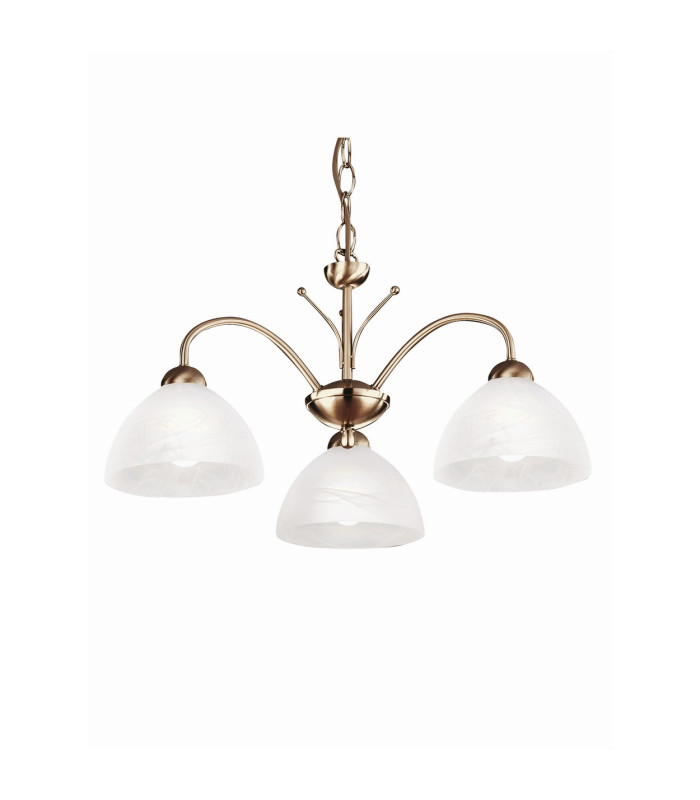 Milanese 3 Light Multi Arm Ceiling Pendant Antique Brass Glass E14_Off