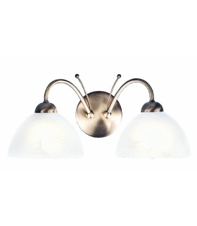 Milanese 2 Light Indoor Glass Wall Light Antique Brass E14_Main