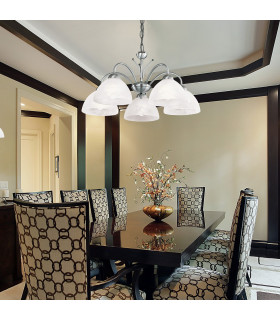 Milanese 5 Light Multi Arm Ceiling Pendant Satin Silver Glass E14_Room