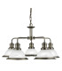Bistro 5 Light Multi Arm Ceiling Pendant Antique Brass Acid Glass E27_Main