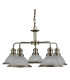 Bistro 5 Light Multi Arm Ceiling Pendant Antique Brass Acid Glass E27_Off