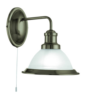 Bistro 1 Light Wall Light Antique Brass with Acid Glass Shade E27_Main