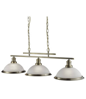 Bistro 3 Light Ceiling Pendant Bar Antique Brass Acid Glass E27_Main