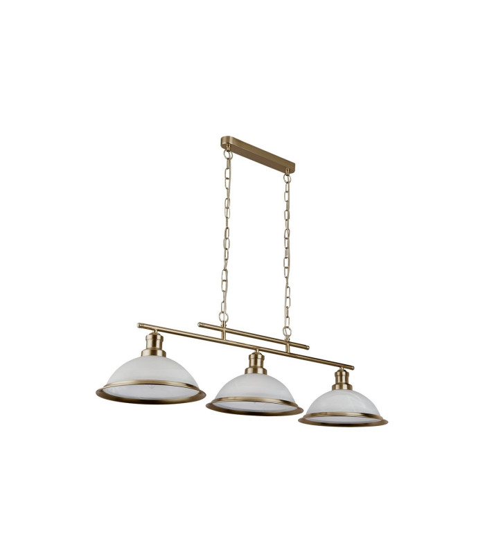 Bistro 3 Light Ceiling Pendant Bar Antique Brass Acid Glass E27_Off