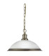 Bistro 1 Light Dome Ceiling Pendant Antique Brass Acid Glass E27_Main