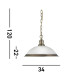 Bistro 1 Light Dome Ceiling Pendant Antique Brass Acid Glass E27_Line