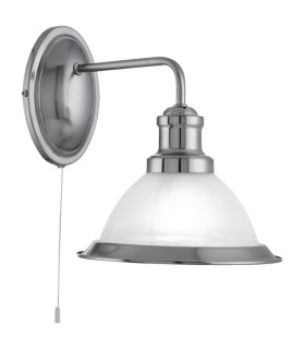 Bistro 1 Light Wall Light Satin Silver with Acid Glass Shade E27_Main