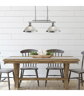 Bistro 2 Light Ceiling Pendant Bar Satin Silver Acid Glass E27_Room