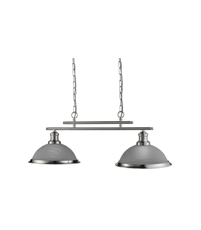 Bistro 2 Light Ceiling Pendant Bar Satin Silver Acid Glass E27_Off