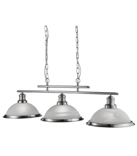 Bistro 3 Light Ceiling Pendant Bar Satin Silver Acid Glass E27_Main