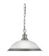 Bistro 1 Light Dome Ceiling Pendant Satin Silver Acid Glass E27_Main