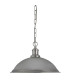 Bistro 1 Light Dome Ceiling Pendant Satin Silver Acid Glass E27_Off