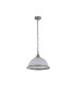 American Diner 1 Light Dome Ceiling Pendant Satin Silver Acid Ribbed Glass E27_Off