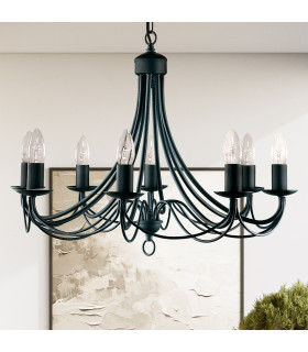 Maypole 8 Light Chandelier Black Finish E14_Room