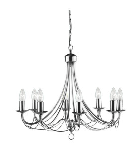 Maypole 8 Light Chandelier Satin Silver Finish E14_Main