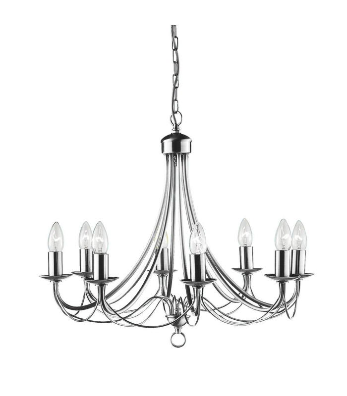 Maypole 8 Light Chandelier Satin Silver Finish E14_Main