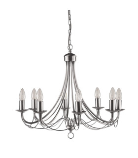 Maypole 8 Light Chandelier Satin Silver Finish E14_Off