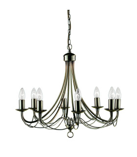 Maypole 8 Light Chandelier Antique Brass Finish E14_Main