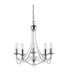 Maypole 5 Light Multi Arm Ceiling Pendant Satin Silver E14_Main