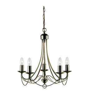 Maypole 5 Light Multi Arm Ceiling Pendant Antique Brass E14_Main
