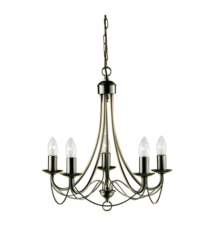 Maypole 5 Light Multi Arm Ceiling Pendant Antique Brass E14_Main