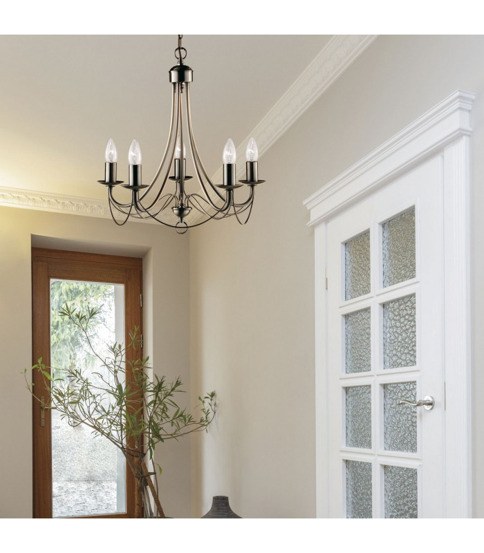 Maypole 5 Light Multi Arm Ceiling Pendant Antique Brass E14_Room