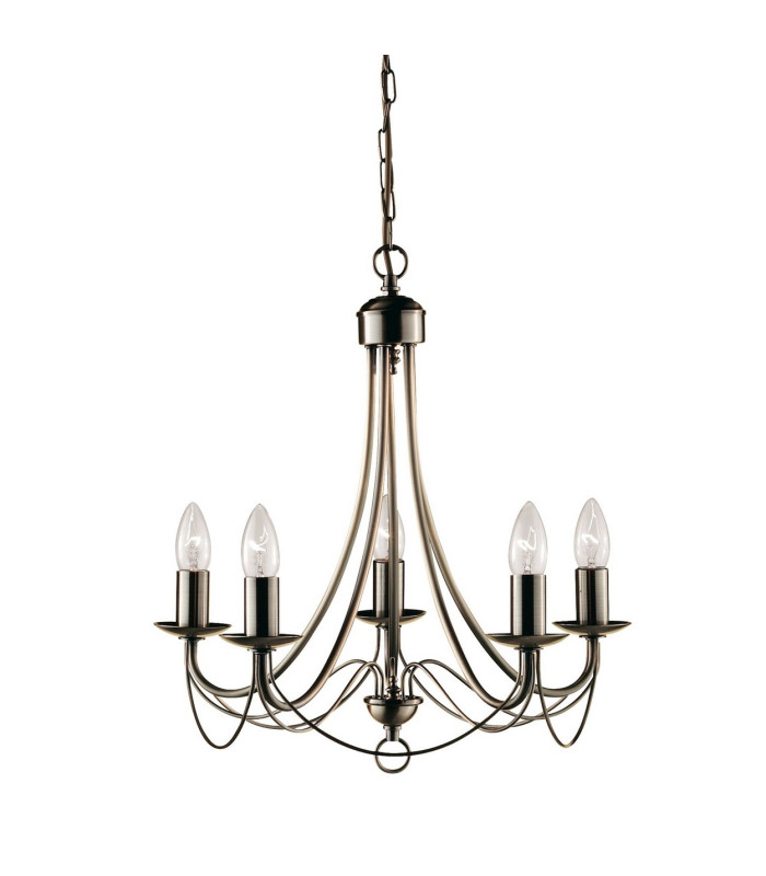 Maypole 5 Light Multi Arm Ceiling Pendant Antique Brass E14_Off
