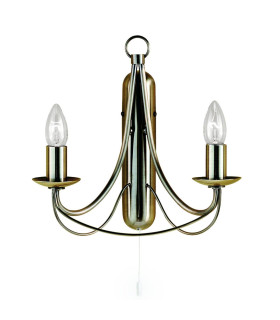 Maypole 2 Light Multi Arm Candle Wall / Ceiling Pendant Antique Brass E14_Main