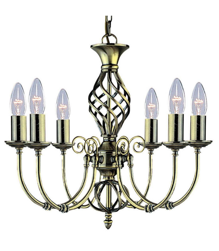 Zanzibar 6 Light Multi Arm Ceiling Pendant Antique Brass E14_Main