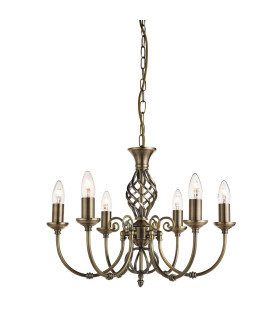 Zanzibar 6 Light Multi Arm Ceiling Pendant Antique Brass E14_Off