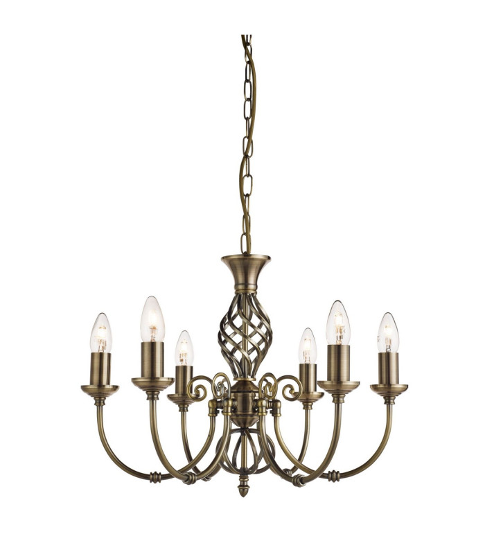 Zanzibar 6 Light Multi Arm Ceiling Pendant Antique Brass E14_Off