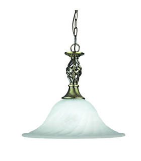 Cameroon 1 Light Dome Ceiling Pendant Antique Brass Marble Glass E27_Main