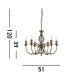 Zanzibar 6 Light Multi Arm Ceiling Pendant Antique Brass E14_Line