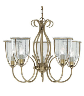 Silhouette 5 Light Multi Arm Ceiling Pendant Antique Brass with Seeded Glass Shades E14_Main