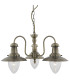 Fisherman 3 Light Multi Arm Ceiling Pendant Antique Brass Seeded Glass E27_Main