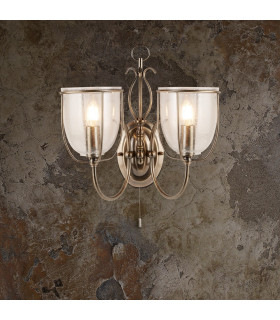 Silhouette 2 Light Indoor Wall Light Antique Brass with Seeded Glass Shades E14_Room