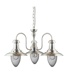 Fisherman 3 Light Multi Arm Ceiling Pendant Satin Silver Seeded Glass E27_Off