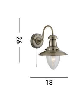 Fisherman 1 Light Wall Light Antique Brass with Seeded Glass Shade E27_Line