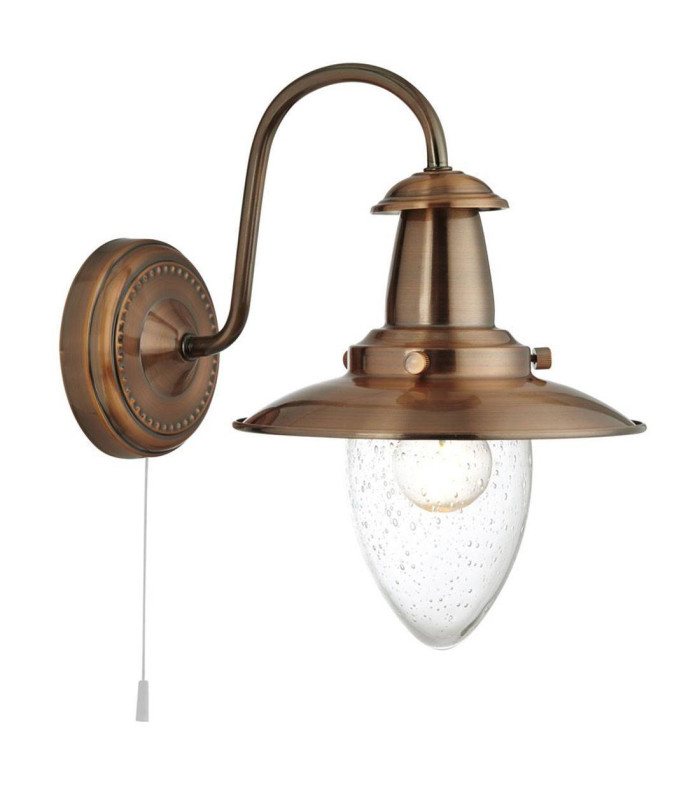 Fisherman 1 Light Wall Light Copper with Seeded Glass Shade E27_Main