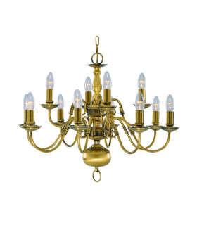 Flemish 12 Light Chandelier Antique Brass Finish E14_Main