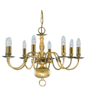 Flemish 8 Light Chandelier Antique Brass Finish E14_Main