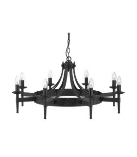 Cartwheel 8 Light Chandelier Black Finish E14_Main