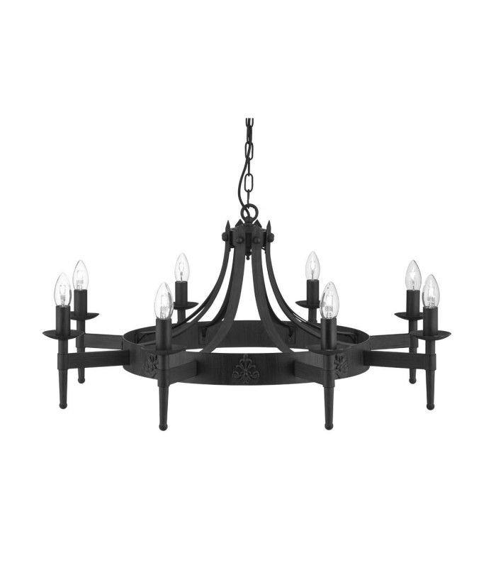 Cartwheel 8 Light Chandelier Black Finish E14_Main