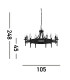 Cartwheel 12 Light Multi Arm Ceiling Pendant Black E14_Line